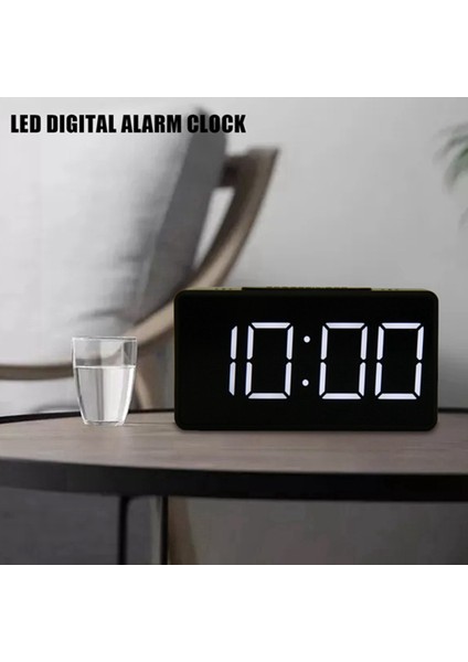 Aynalı Masa Saati Çok Fonksiyonlu Dijital Alarm Erteleme Ekran Süresi Gece LED Işık Masa Masaüstü Ev Dekor Hediyeler Siyah (Yurt Dışından) fiyatları