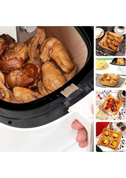 Hava Fritöz Gömlekleri 7.9 Inç Boyutu Kare Yapışmaz Yağlı Kağıt Yaprak Airfryer Parşömen Yağı-Ninja Için (Yurt Dışından)