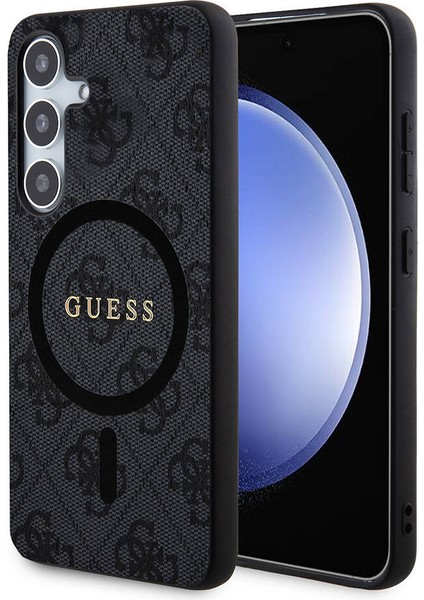 Galaxy S24 Plus Uyumlu Kılıf Guess Lisanslı Magsafe Özellikli 4g Desenli Yazı Logolu Kapak Siyah
