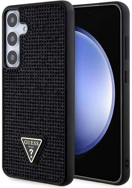 Galaxy S24 Plus Uyumlu Kılıf Guess Lisanslı Taşlı Arka Yüzey Üçgen Logolu Kapak Siyah fiyatları