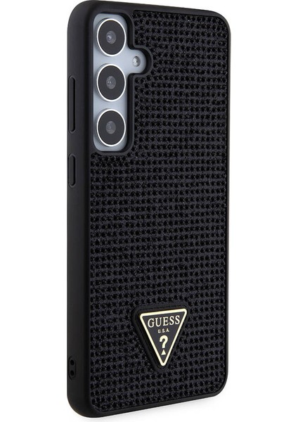 Galaxy S24 Plus Uyumlu Kılıf Guess Lisanslı Taşlı Arka Yüzey Üçgen Logolu Kapak Siyah fırsatları