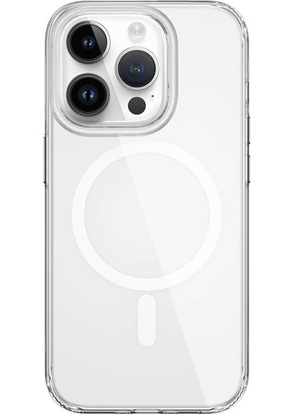 iPhone 15 Pro Max Uyumlu Kılıf Wiwu BC-022 Magsafe Şarj Özellikli Şeffaf Transparan Kapak