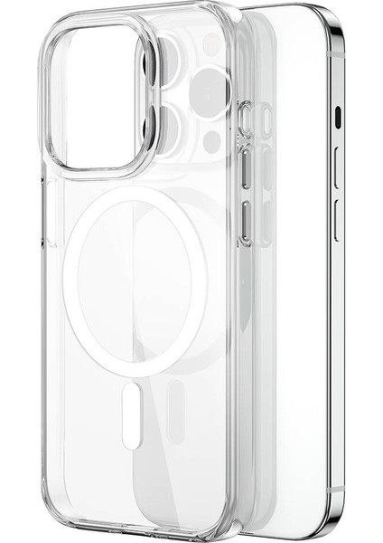 iPhone 15 Pro Max Uyumlu Kılıf Wiwu BC-022 Magsafe Şarj Özellikli Şeffaf Transparan Kapak