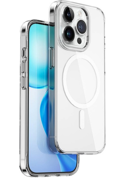 iPhone 15 Pro Max Uyumlu Kılıf Wiwu BC-022 Magsafe Şarj Özellikli Şeffaf Transparan Kapak