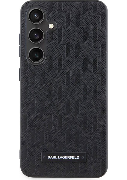 Galaxy S24 Uyumlu Kılıf Lisanslı Saffiano Monogram Metal Logo Kapak Siyah