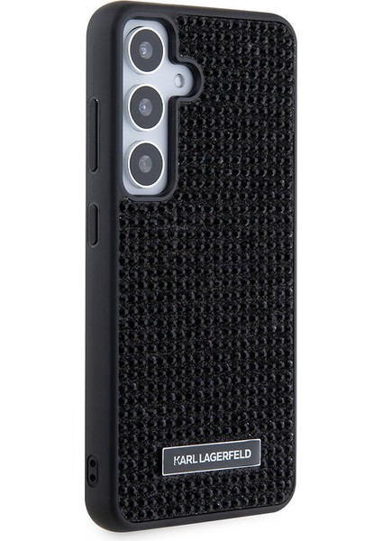 Galaxy S24 Plus Uyumlu Kılıf Taşlı Metal Logo Lisanslı Kapak Siyah fırsatları