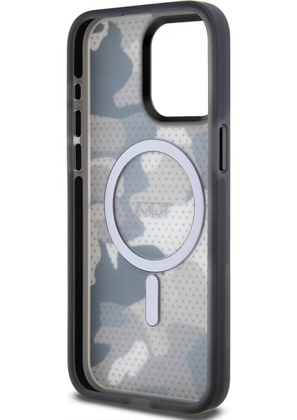 iPhone 15 Pro Max Kılıf Tumı Lisanslı Magsafe Özellikli Buzlanmış Saydam Ağ Kamuflajı Desenli Siyah fırsatları