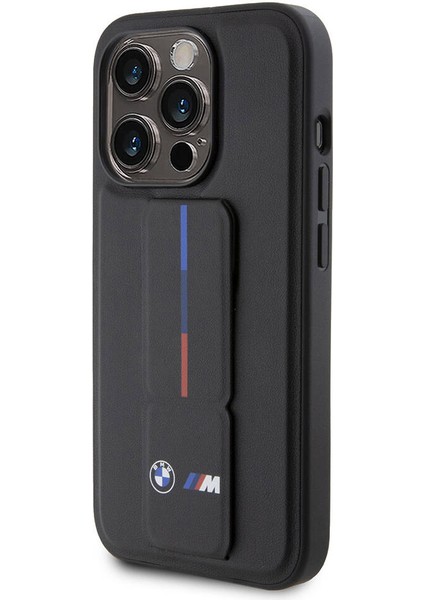 iPhone 15 Pro Uyumlu Kılıf Bmw Lisanslı M Şerit ve Logolu Standlı Kapak Siyah fiyatları