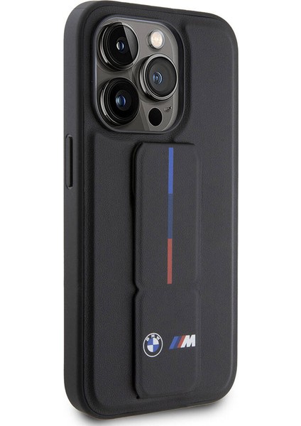 iPhone 15 Pro Uyumlu Kılıf Bmw Lisanslı M Şerit ve Logolu Standlı Kapak Siyah fırsatları