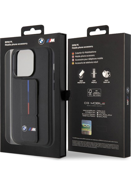 iPhone 15 Pro Uyumlu Kılıf Bmw Lisanslı M Şerit ve Logolu Standlı Kapak Siyah indirimleri