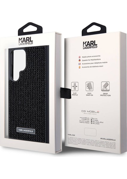 Galaxy S24 Ultra Uyumlu Kılıf Taşlı Metal Logo Lisanslı Kapak Siyah indirimleri