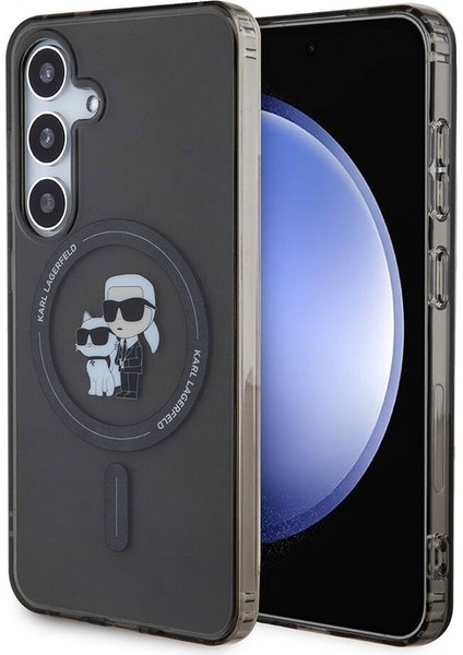 Galaxy S24 Kılıf Lisanslı Magsafe Özellikli Karl & Choupette Iml Baskılı Kapak Siyah