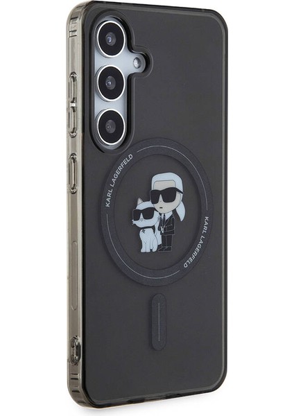 Galaxy S24 Kılıf Lisanslı Magsafe Özellikli Karl & Choupette Iml Baskılı Kapak Siyah modelleri