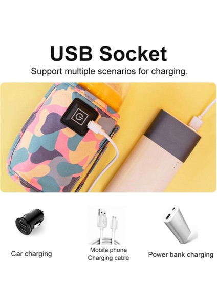 Evrensel USB Süt Su Isıtıcı Seyahat Arabası Yalıtımlı Çanta Taşınabilir Bebek Biberon Isıtıcı Kamuflaj-Sarı (Yurt Dışından)