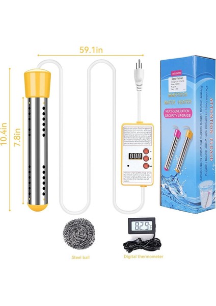 Daldırma Su Isıtıcı, Zamanlayıcılı 1500W Elektrikli Dalgıç Su Isıtıcı, Paslanmaz Çelik Koruma Kapağı Ab Fişi (Yurt Dışından) indirimleri