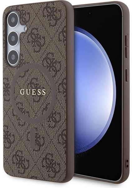 Galaxy S24 Plus Kılıf Guess Lisanslı Magsafe Özellikli 4g Desenli Yazı Logolu Kapak Kahverengi