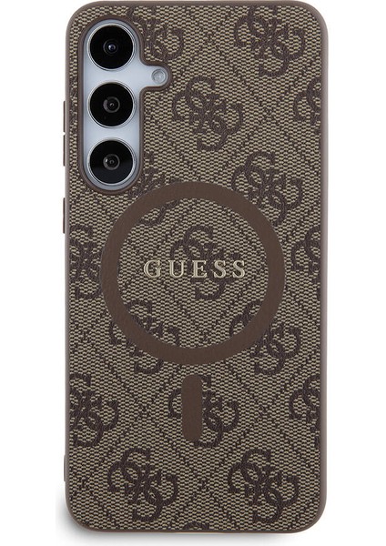 Galaxy S24 Plus Kılıf Guess Lisanslı Magsafe Özellikli 4g Desenli Yazı Logolu Kapak Kahverengi
