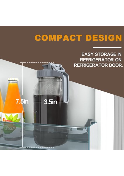 Soğuk Demleme Kahve Makinesi 32OZ Soğuk Demleme Sürahisi, Buzlu Demleme Kahve Için Paslanmaz Çelik Süper Yoğun Filtre Ile, Buzlu Çay-A (Yurt Dışından)