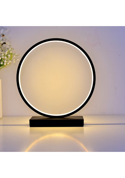 Yatak Odası Dekorasyon Masa Lambası Anahtarı Karartma Okuma Kitabı Işıkları LED Gece Lambası Minimalist Halka Başucu Masa Lambası Beyaz (Yurt Dışından)