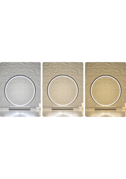 Yatak Odası Dekorasyon Masa Lambası Anahtarı Karartma Okuma Kitabı Işıkları LED Gece Lambası Minimalist Halka Başucu Masa Lambası Beyaz (Yurt Dışından)