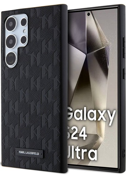 Galaxy S24 Ultra Uyumlu Kılıf Lisanslı Saffiano Monogram Metal Logo Kapak Siyah fiyatları