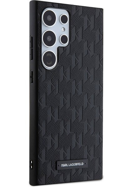 Galaxy S24 Ultra Uyumlu Kılıf Lisanslı Saffiano Monogram Metal Logo Kapak Siyah fırsatları