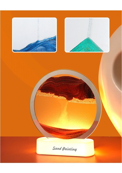 USB LED Bataklık Gece Lambası 3D Doğal Manzara Akan Kum Hareketli Kum Saati Bataklık Boyama Masa Lambası -Yeşil (Yurt Dışından)