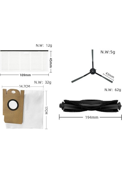 R1 / Lidstro S1 Robotlu Süpürge Ana Fırça Paspas Bezi Hepa Filtre Toz Torbası Yedek Yedek Parça (Yurt Dışından)