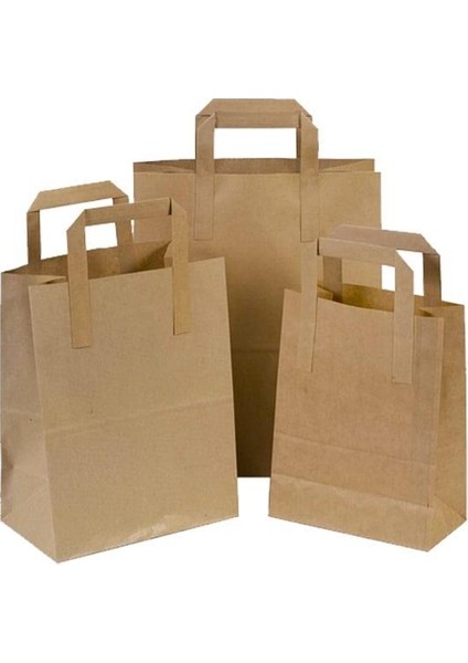 Flat Kraft Kağıt Çanta Karton Hediyelik Poşet Torba - 25X28 Cm. - 30 Adet