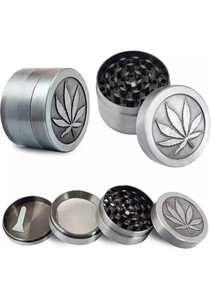 Üst Düzey Kaliteli Çelik Herbal Öğütücü Grinder Mıknatıslı Kapak 4 Katmanlı Yapı 4 cm Çap Cepte Taşınabilir