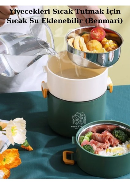 - Üçkatlı 1800 ml Paslanmaz Çelik Kolay Kilitlenir Sefer Tası – Yeni Nesil Beslenme Kutusu