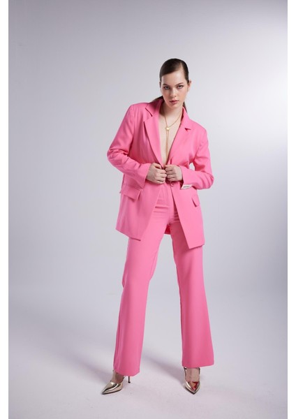 Yüksek Bel Düğmeli Panky Pantolon Pembe modelleri