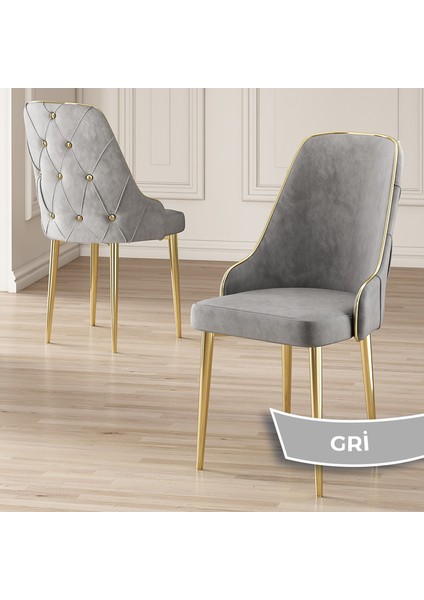 Concept Krax Serisi Babyface Kumaş Yemek Odası Sandalyesi Gold Metal Ayak 1 Adet Sandalye