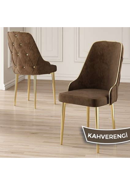 Concept Krax Serisi Babyface Kumaş Yemek Odası Sandalyesi Gold Metal Ayak 1 Adet Sandalye