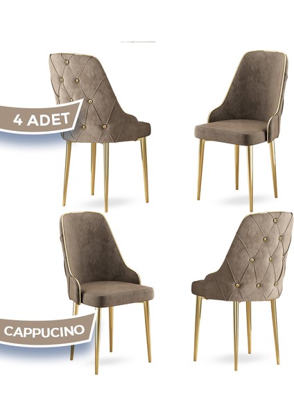Concept Krax Serisi Babyface Kumaş Mutfak Sandalyesi Gold Metal Ayak 4 Adet Sandalye