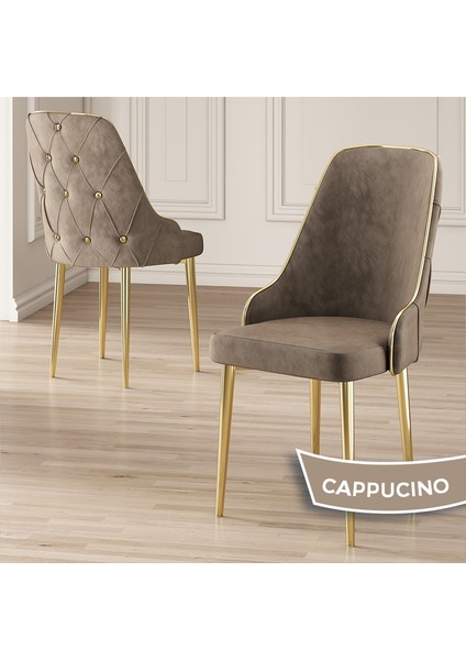 Concept Krax Serisi Babyface Kumaş Mutfak Sandalyesi Gold Metal Ayak 4 Adet Sandalye