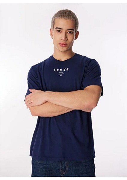 Yuvarlak Yaka Relaxed Fit Kısa Kollu Mavi Erkek T-Shirt 16143-1390 fiyatları