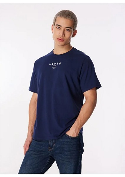 Yuvarlak Yaka Relaxed Fit Kısa Kollu Mavi Erkek T-Shirt 16143-1390 fırsatları