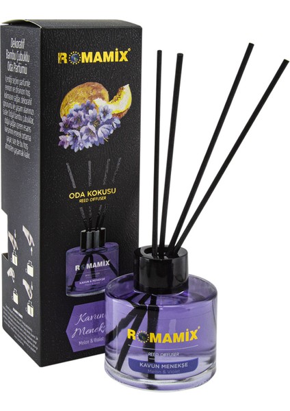 Kavun & Menekşe Dekoratif Bambu Çubuklu Oda Kokusu & Oda Parfümü 100 ml