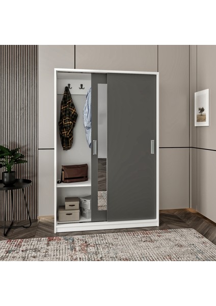 Başak 2 Kapaklı 8 Bölmeli Antrasit Detaylı Portmanto