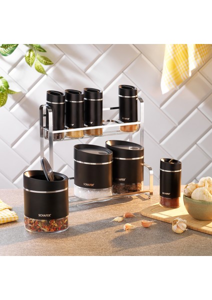 Silver Touch Baharat Takımı 9 Parça-Siyah
