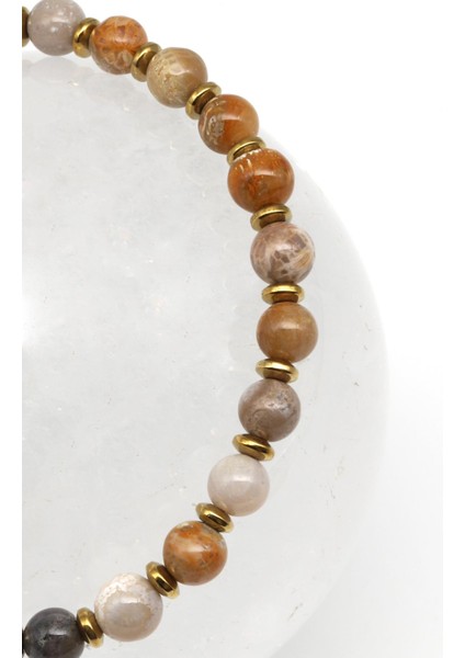 Fosil Mercan Doğal Taş Makrome Örme Bileklik Küre Kesim fiyatları