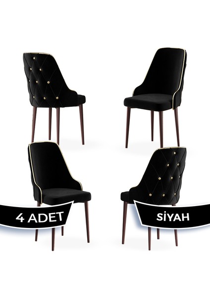 Concept Krax Serisi 1.sınıf Babyface Kumaş Yemek Odası Sandalyesi Kahve Metal Ayak 4 Adet Sandalye