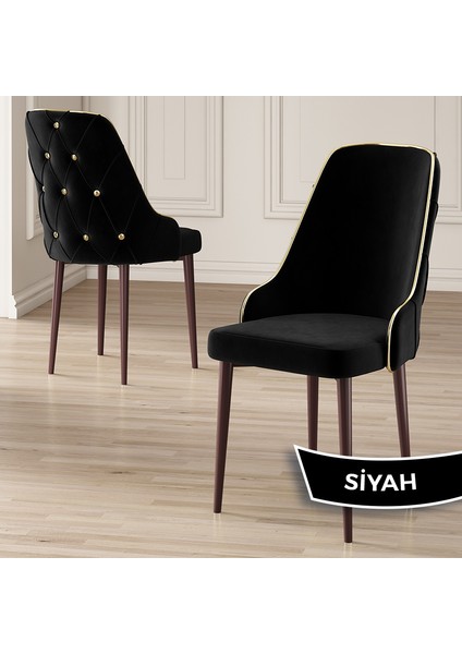 Concept Krax Serisi 1.sınıf Babyface Kumaş Yemek Odası Sandalyesi Kahve Metal Ayak 4 Adet Sandalye