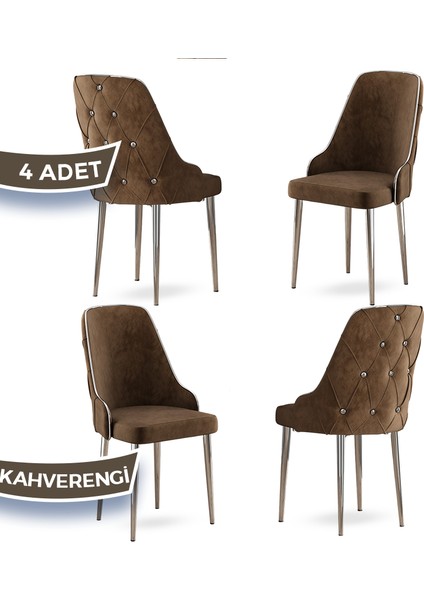 Concept Krax Serisi, 1.sınıf Babyface Kumaş Mutfak Sandalye, Gümüş Metal Ayak, 4 Adet Sandalye