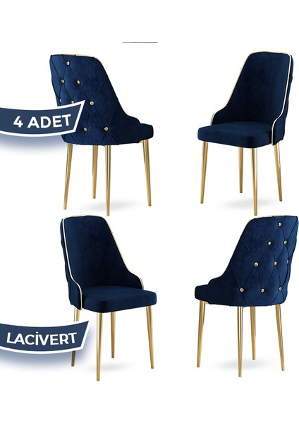 Concept Krax Serisi, 1.sınıf Babyface Kumaş Mutfak Sandalyesi, Gold Metal Ayak, 4 Adet Sandalye