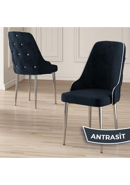 Concept Krax Serisi, 1.sınıf Babyface Kumaş Mutfak Sandalye, Gümüş Metal Ayak, 4 Adet Sandalye
