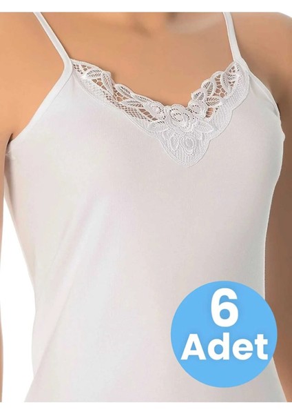 Kadın Pamuklu Ip Askılı Güpürlü Atlet 6 Adet
