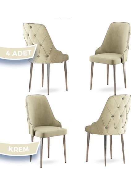 Concept Krax Serisi Babyface Kumaş Mutfak Sandalye Gümüş Metal Ayak 4 Adet Sandalye