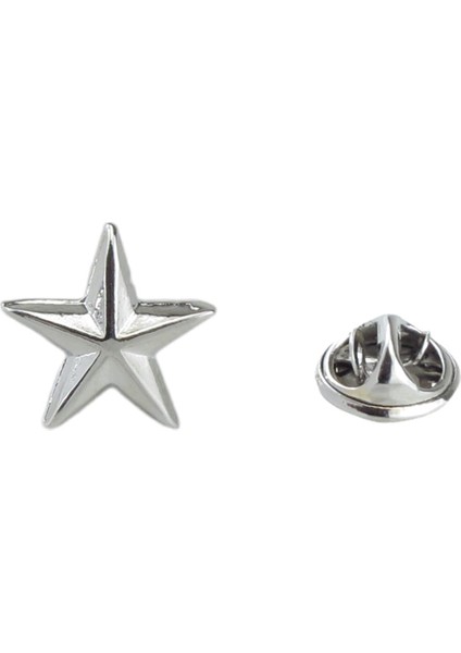 Mini Yıldız Tasarımında Gümüş Renk Metal Yaka Rozeti 1 Adet